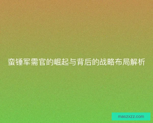 蛮锤军需官的崛起与背后的战略布局解析