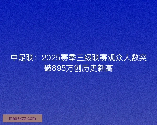 中足联：2025赛季三级联赛观众人数突破895万创历史新高