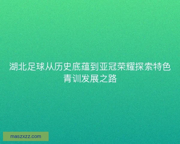湖北足球从历史底蕴到亚冠荣耀探索特色青训发展之路