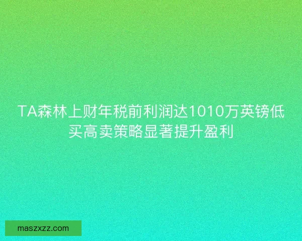 TA森林上财年税前利润达1010万英镑低买高卖策略显著提升盈利 TA森林上财年税前利润达1010万英镑低买高卖策略显著提升盈利